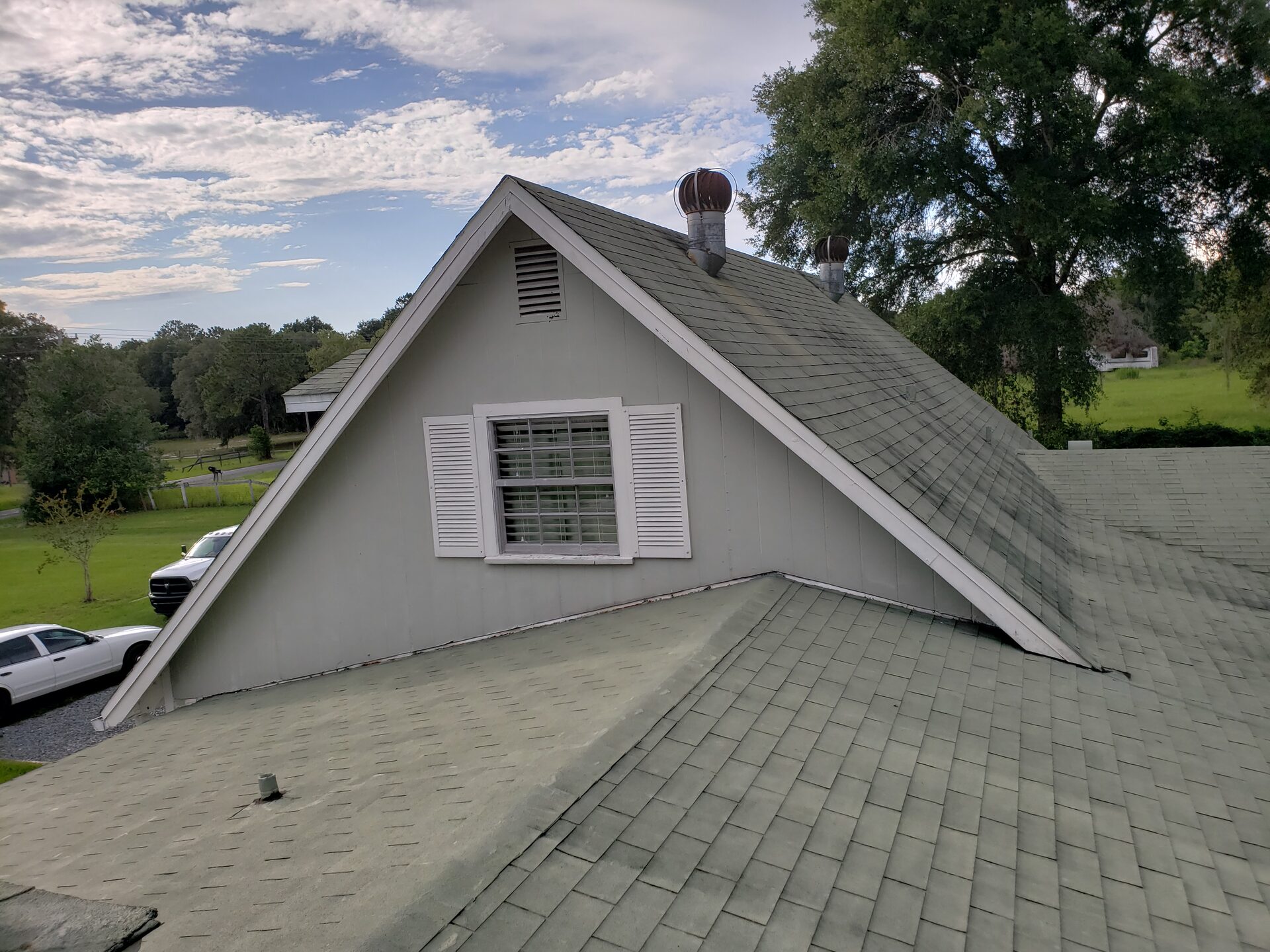 Existing shingle roof before metal re-roof